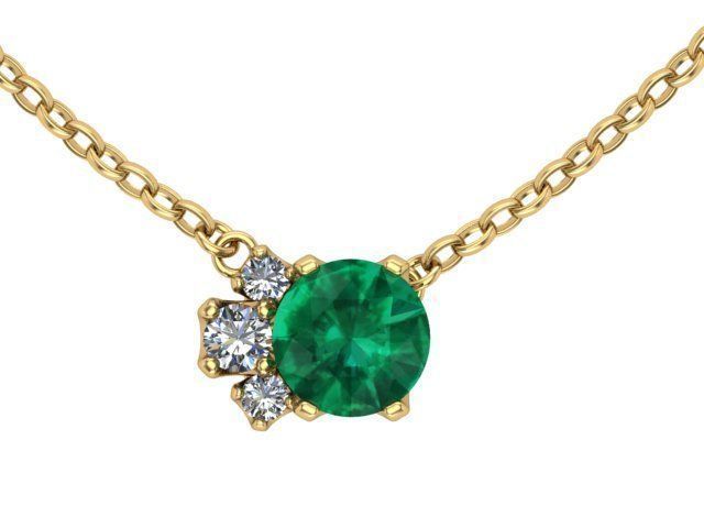 Three Stone Emerald Pendant  3D print model_4