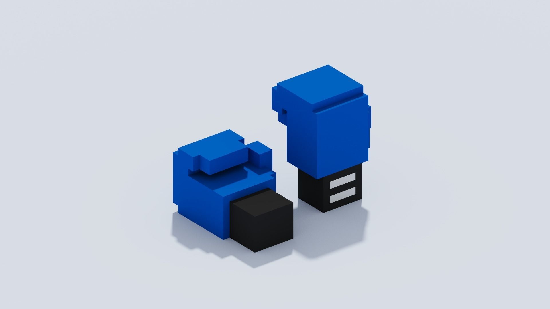 Voxel Boxing Gloves B Low-poly 3D model