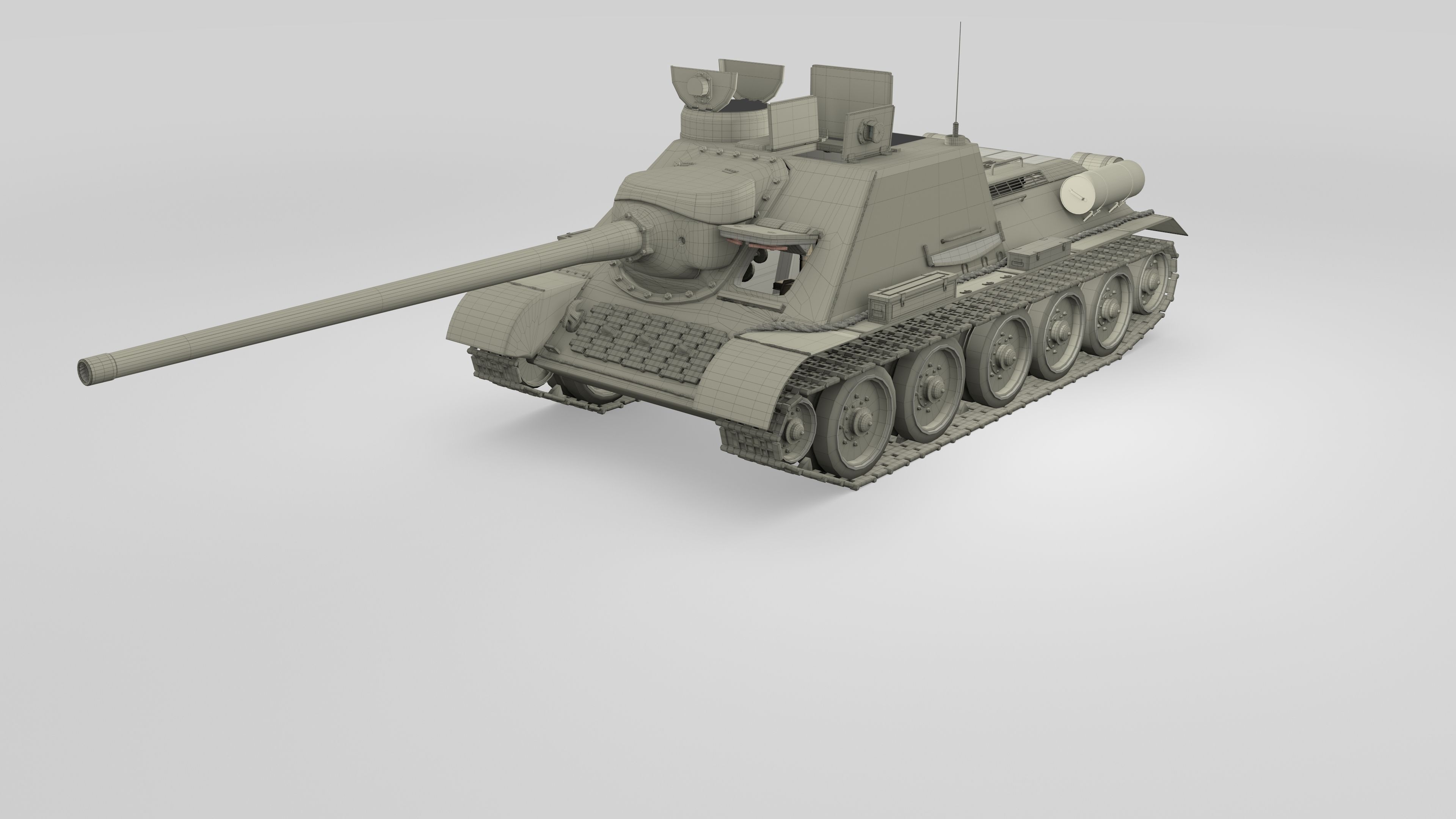 SU 100 with Interior 3D model_9