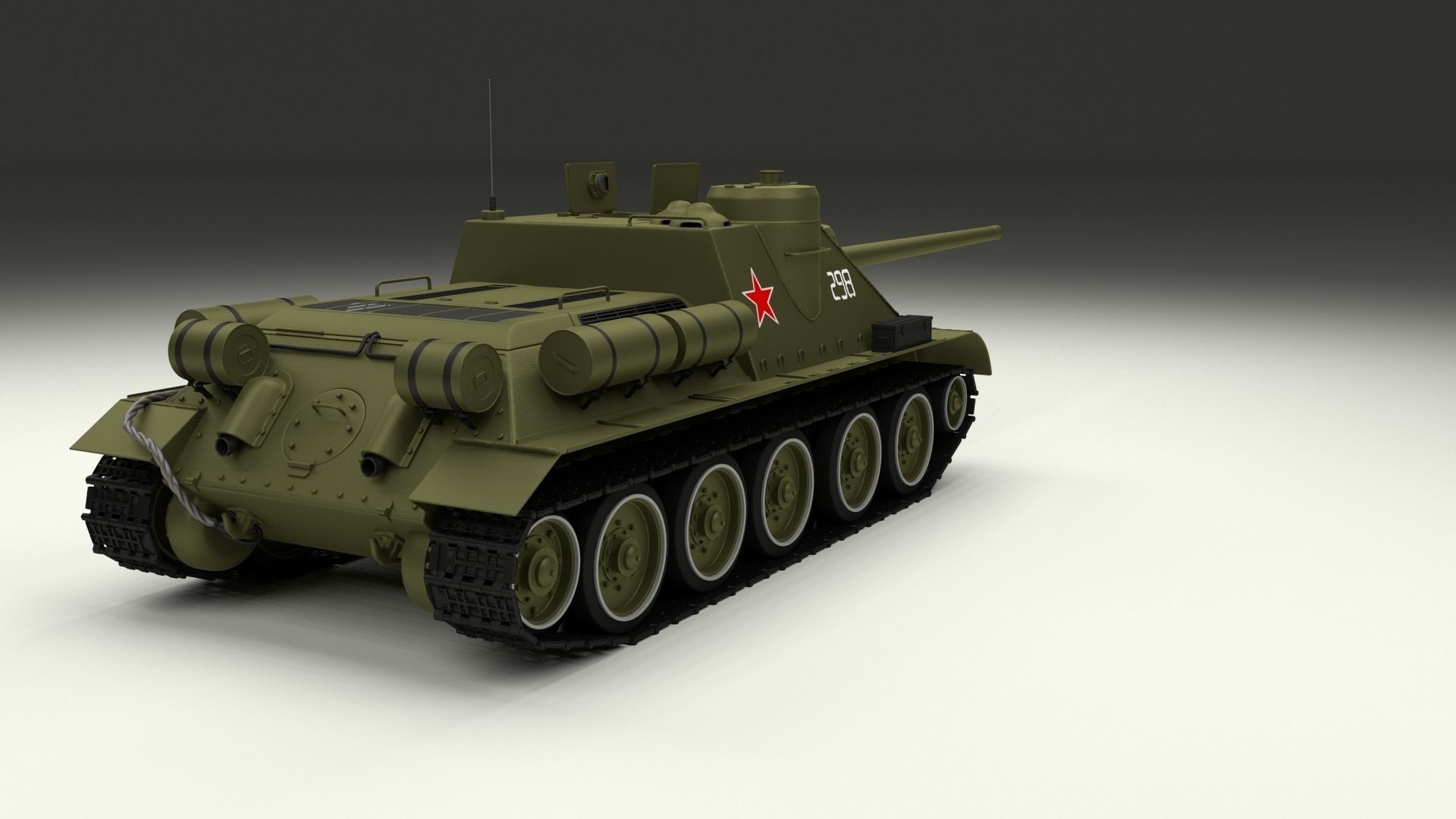 SU 100 with Interior 3D model_6