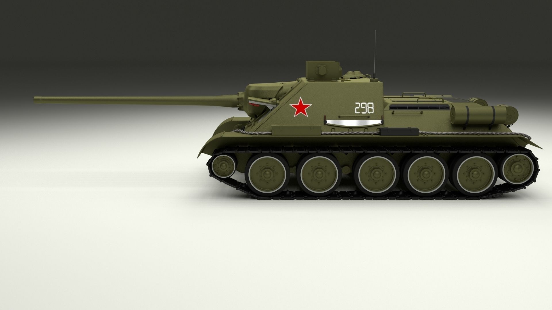 SU 100 with Interior 3D model_4