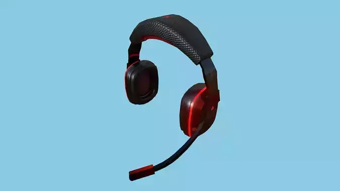 Headset 01 - Red Black - Character Fashion Design Low-poly 3D model