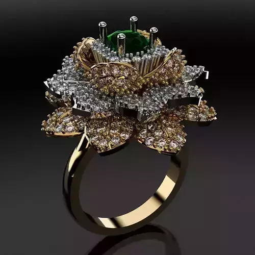 Esmerald Flower Ring 