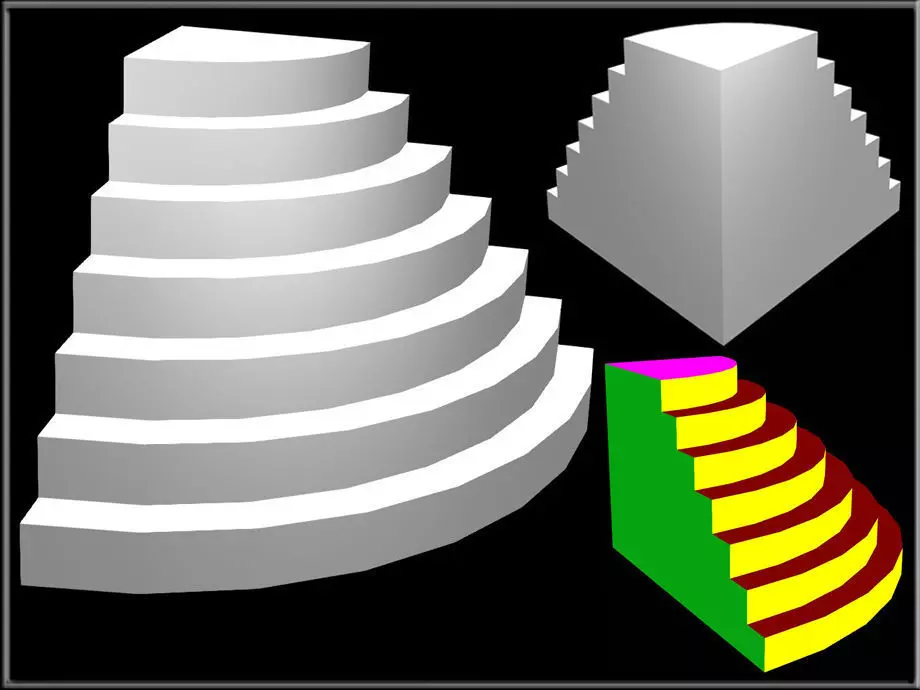 One quarter pyramid display Low-poly 3D model
