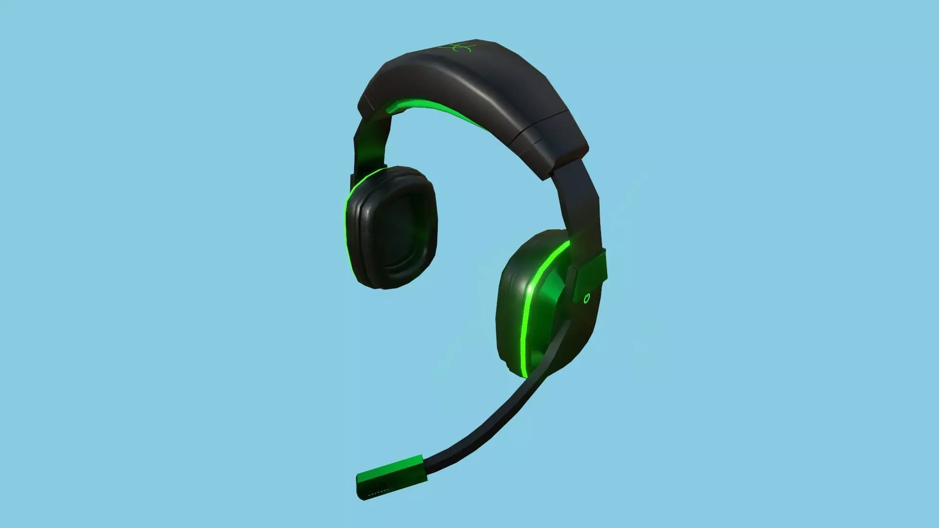 Headset 02 - Green Black - Character Fashion Design Low-poly 3D model