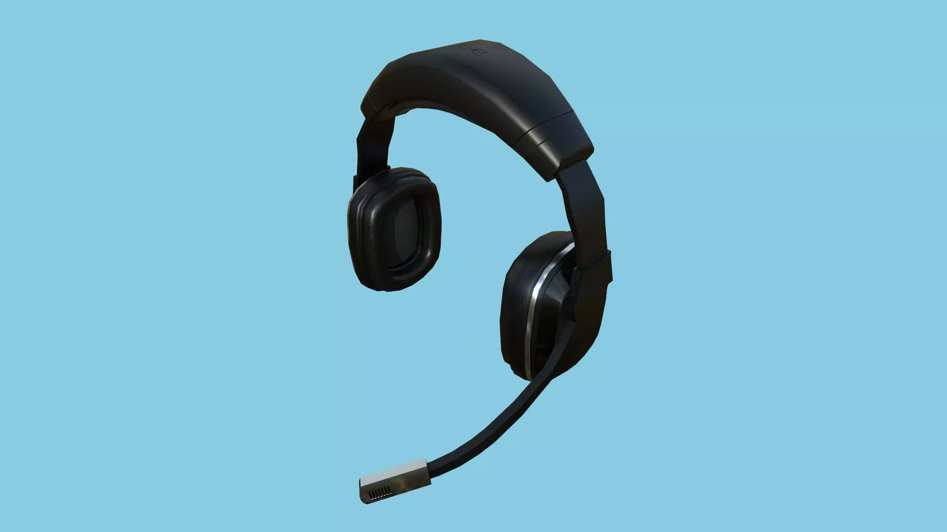 Headset 03 - Full Black - Character Fashion Design Low-poly 3D model_0