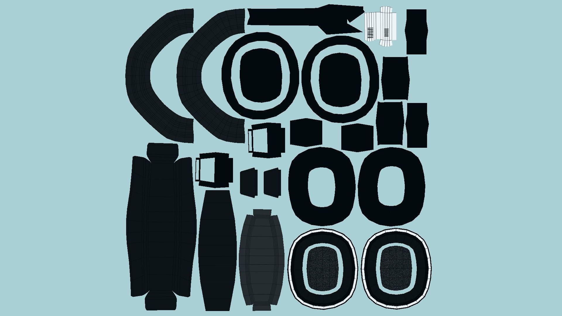 Headset 03 - Full Black - Character Fashion Design Low-poly 3D model_6