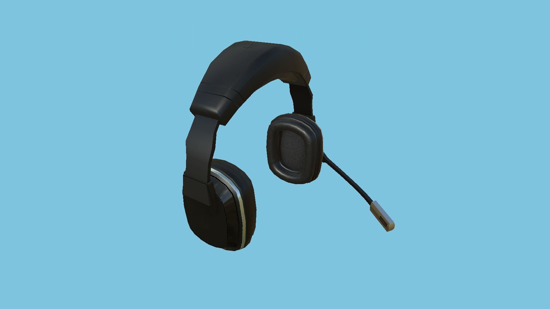 Headset 03 - Full Black - Character Fashion Design Low-poly 3D model_1