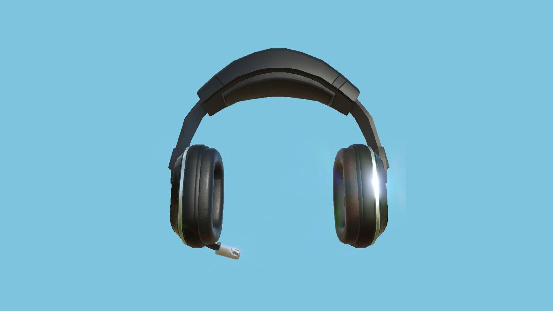 Headset 03 - Full Black - Character Fashion Design Low-poly 3D model_2