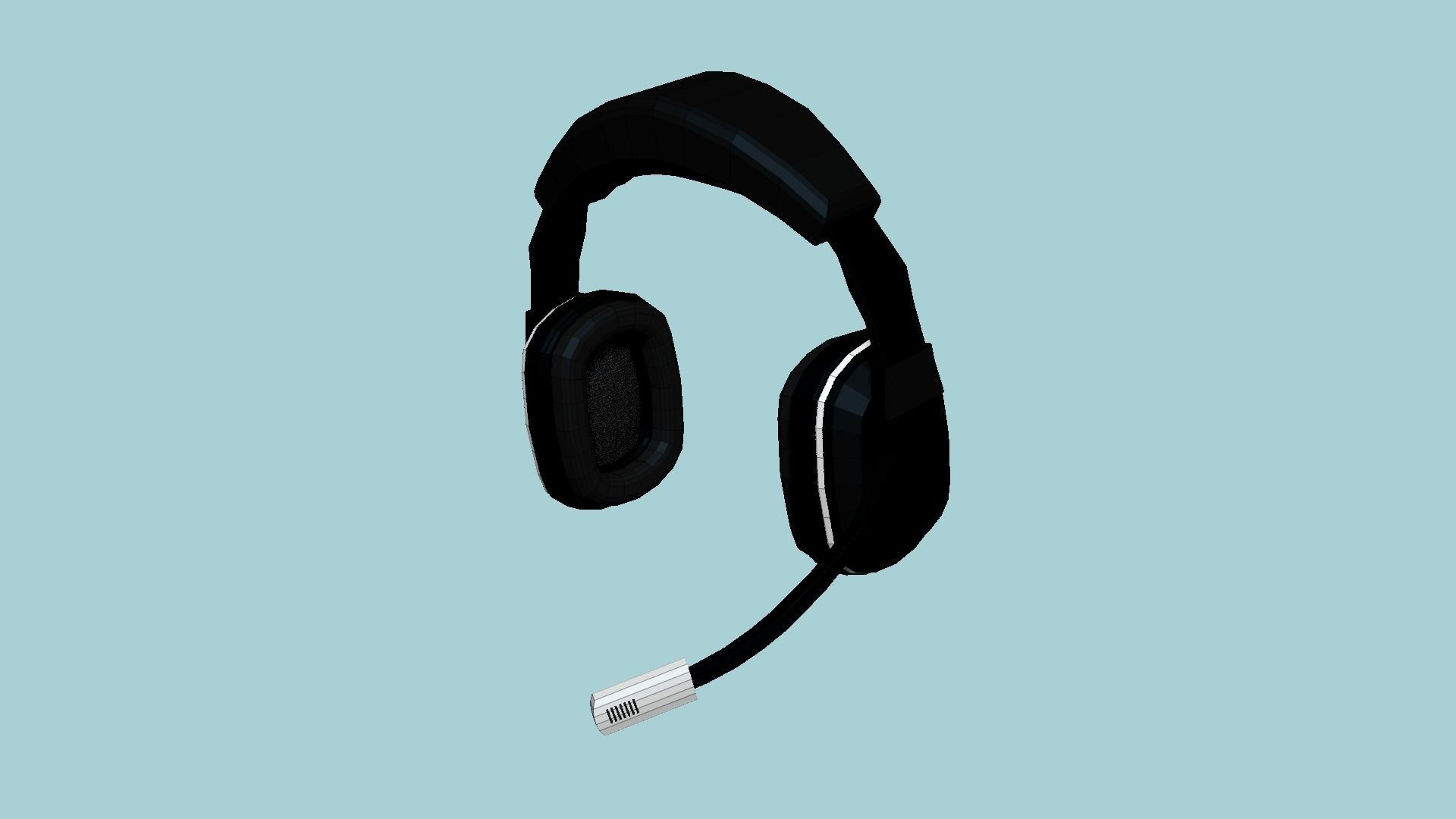 Headset 03 - Full Black - Character Fashion Design Low-poly 3D model_5