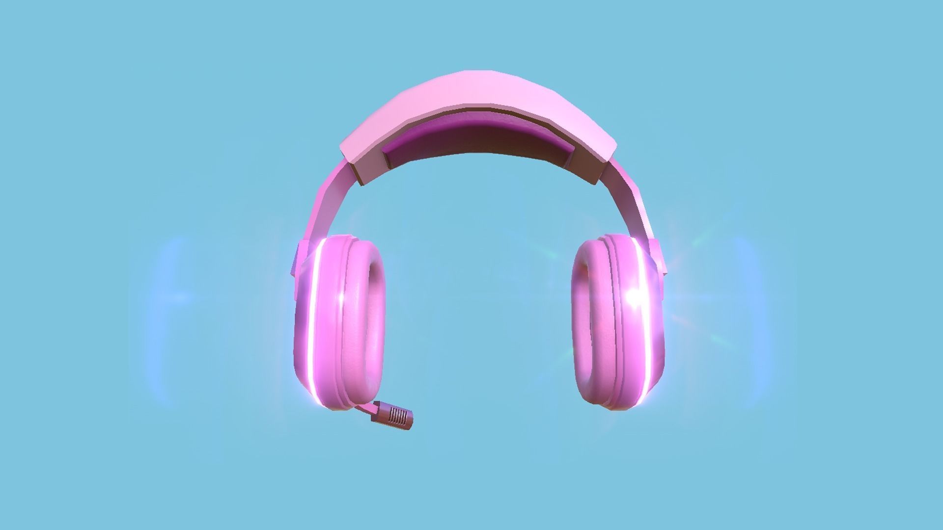 Headset 04 - Pink Girl - Character Fashion Design Low-poly 3D model_3