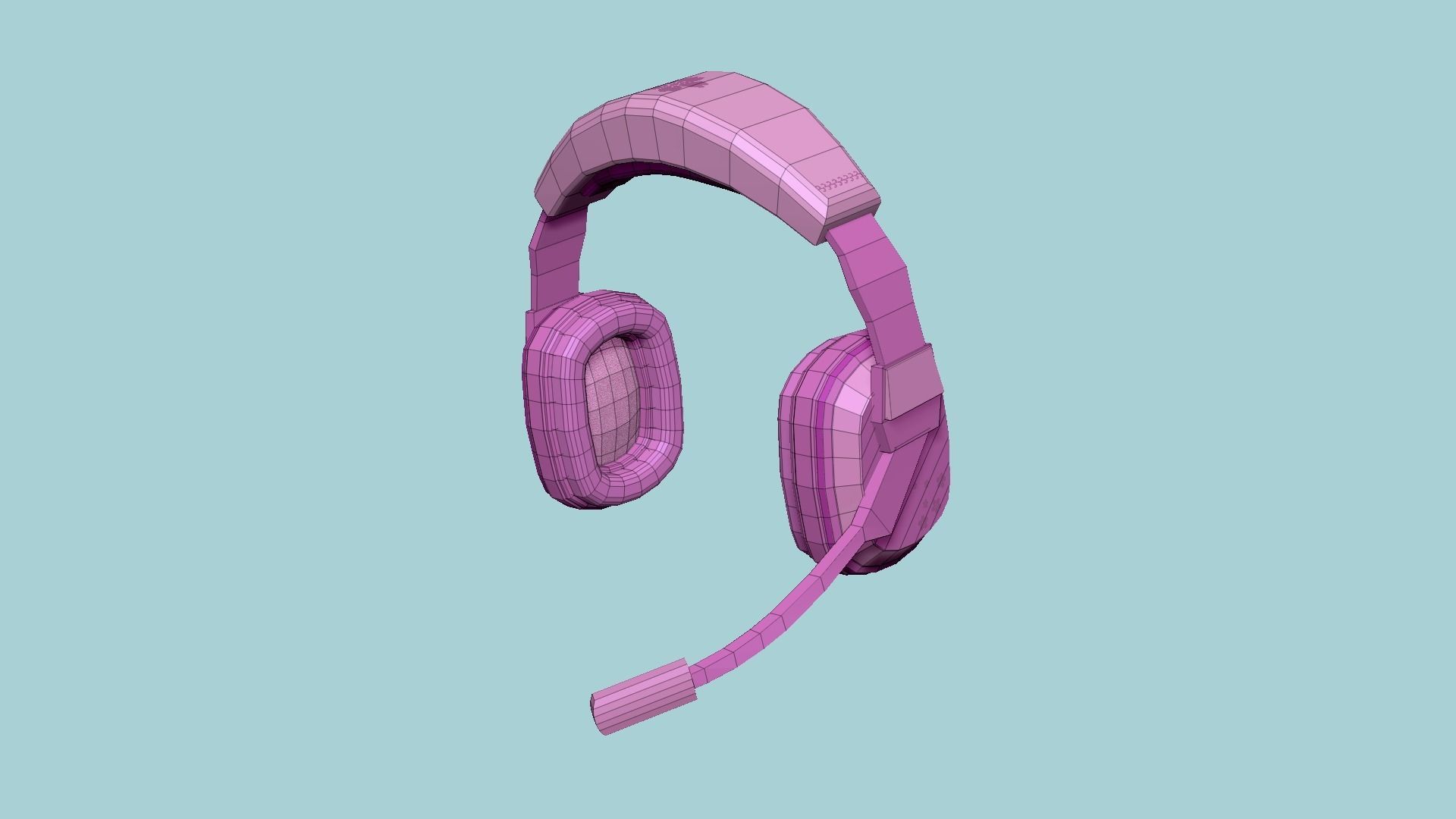 Headset 04 - Pink Girl - Character Fashion Design Low-poly 3D model_5