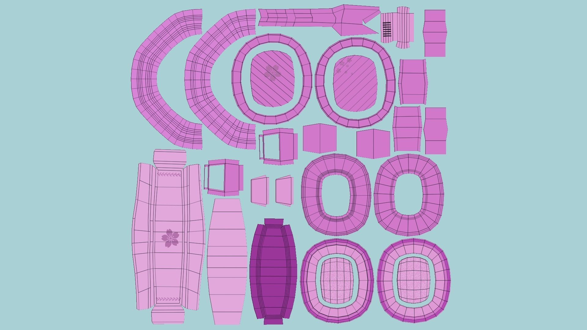 Headset 04 - Pink Girl - Character Fashion Design Low-poly 3D model_20