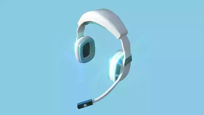 Headset 05 - White Blue - Character Fashion Design Low-poly 3D model