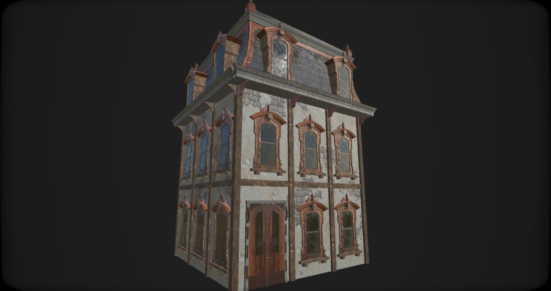 Victorian style house Low-poly 3D model_5