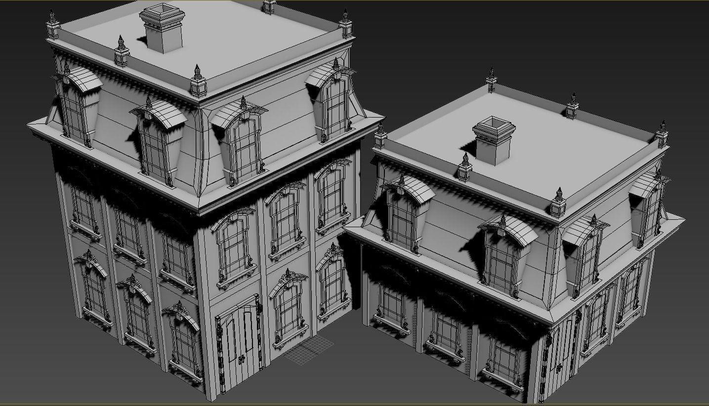 Victorian style house Low-poly 3D model_14