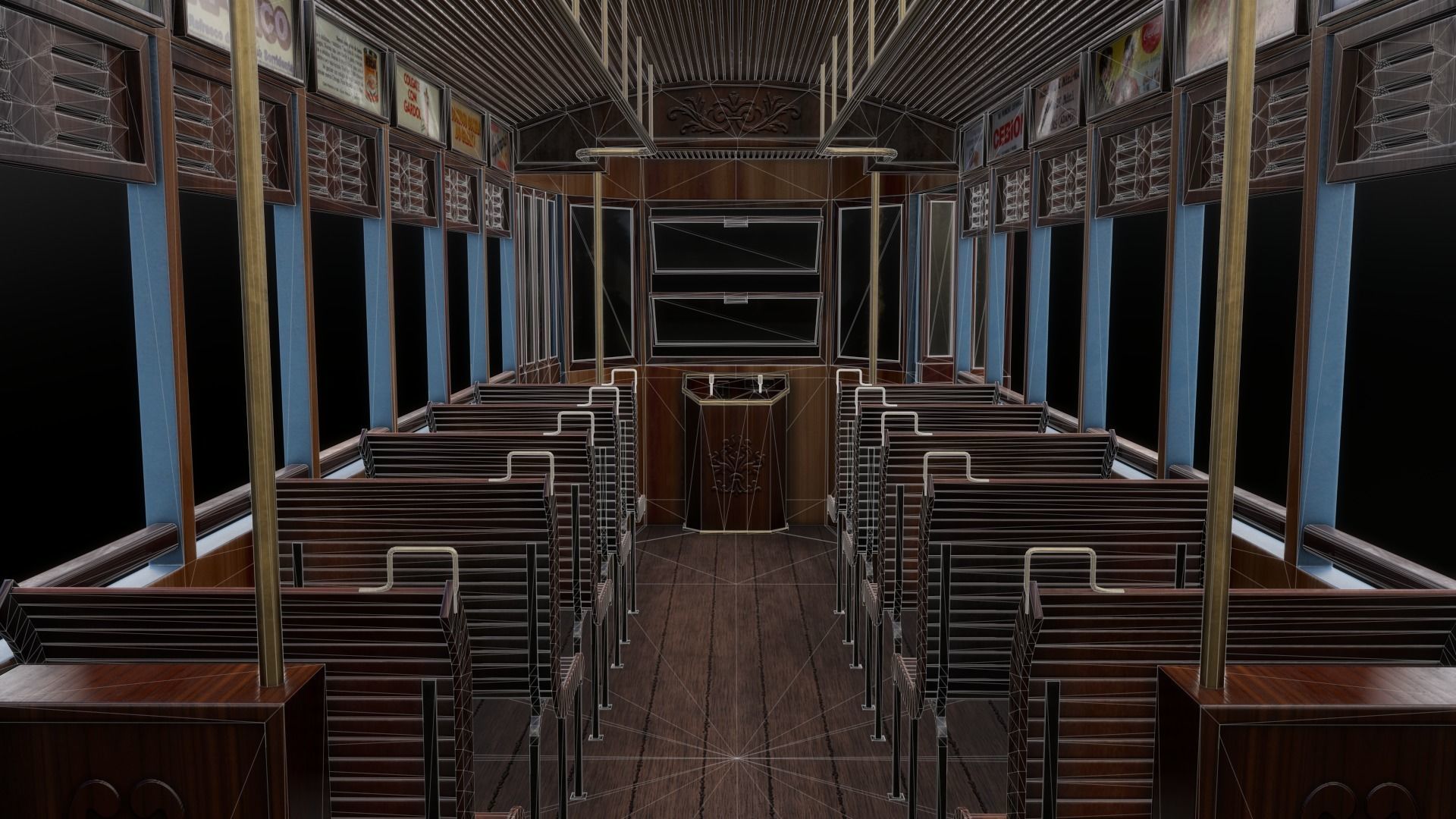 Vintage Tram  Low-poly 3D model_10