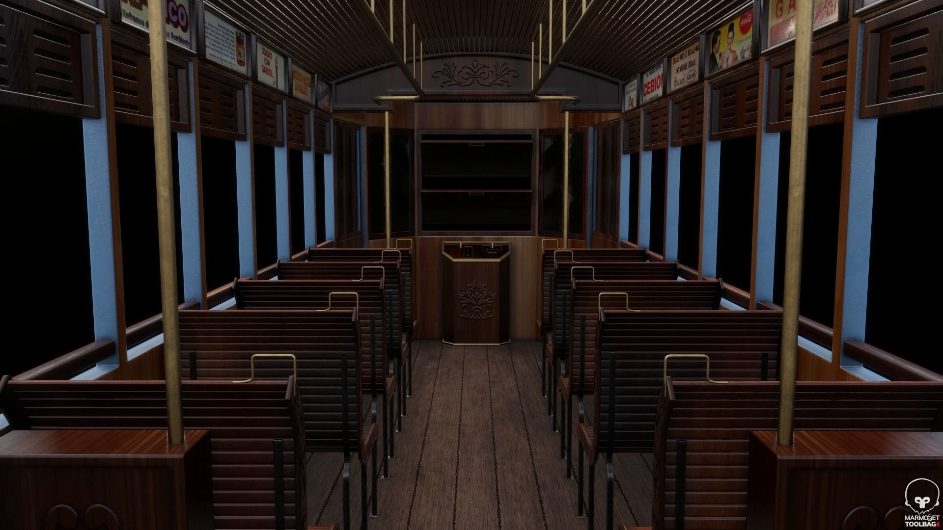 Vintage Tram  Low-poly 3D model_4