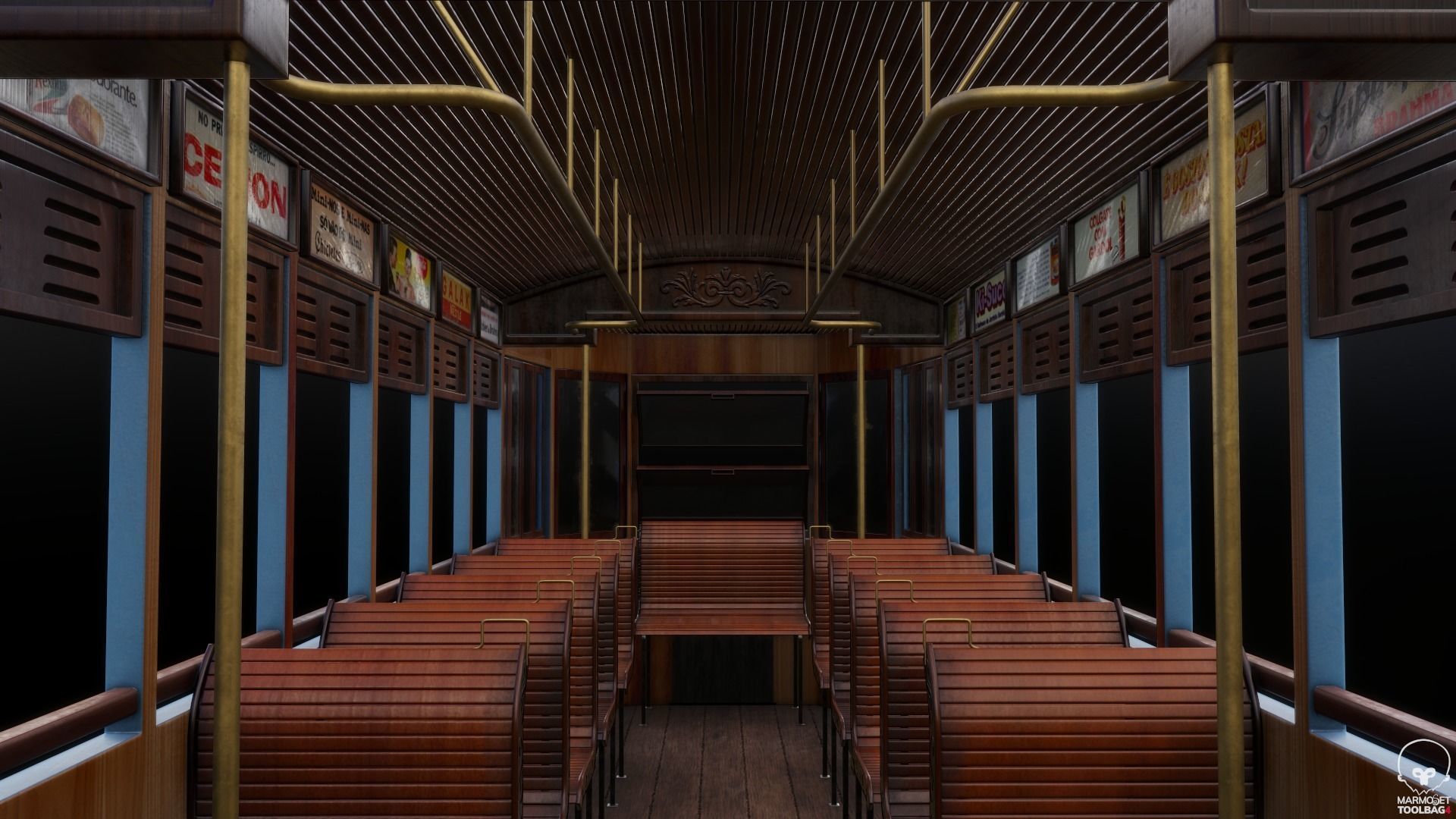 Vintage Tram  Low-poly 3D model_6