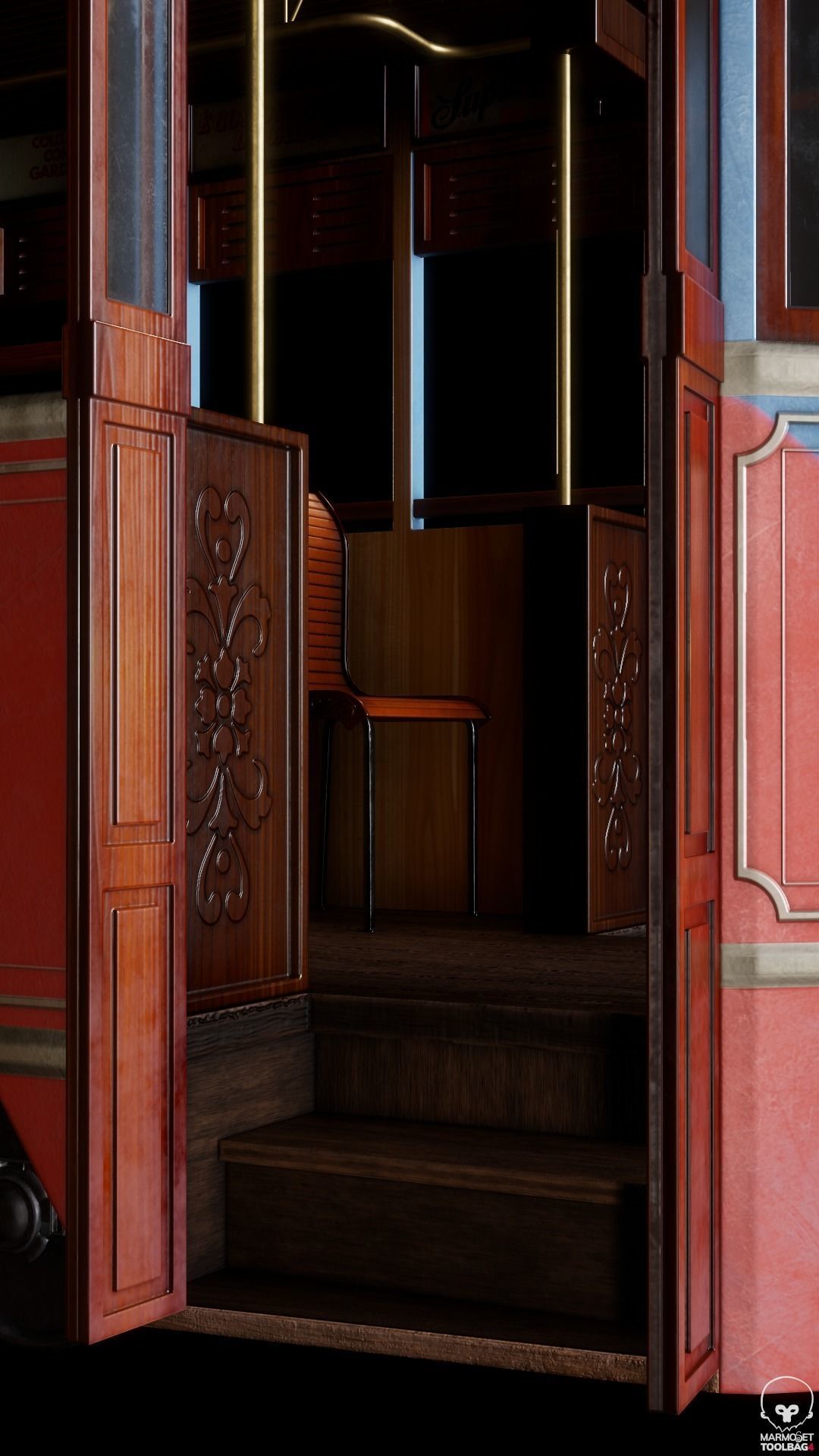 Vintage Tram  Low-poly 3D model_3