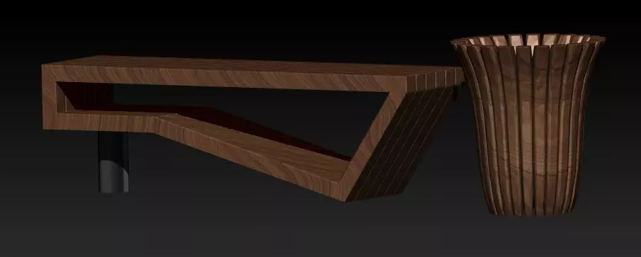 WOODEN 1 table and vase Free 3D model