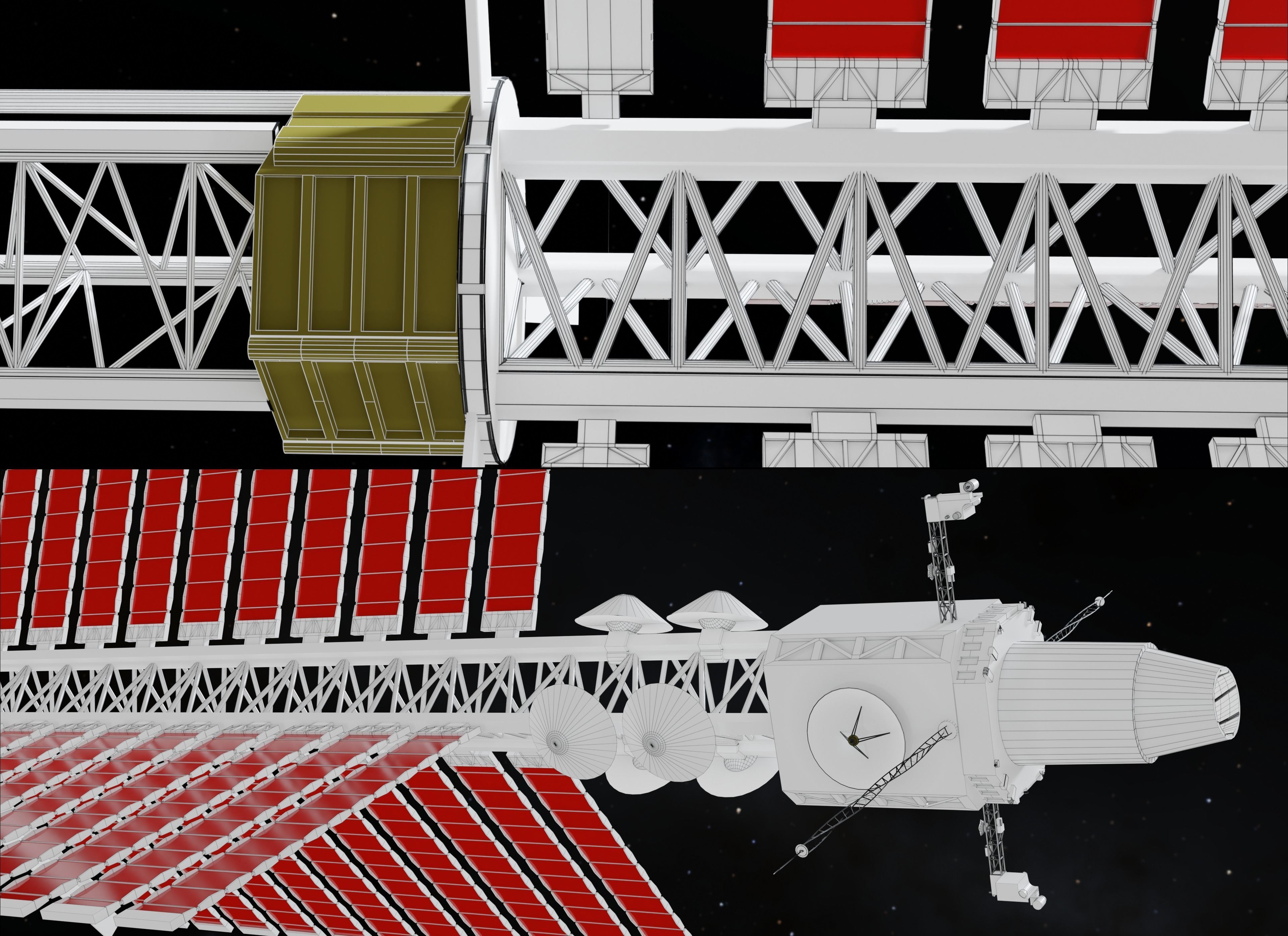 MEGA drive spaceship model Low-poly 3D model_5