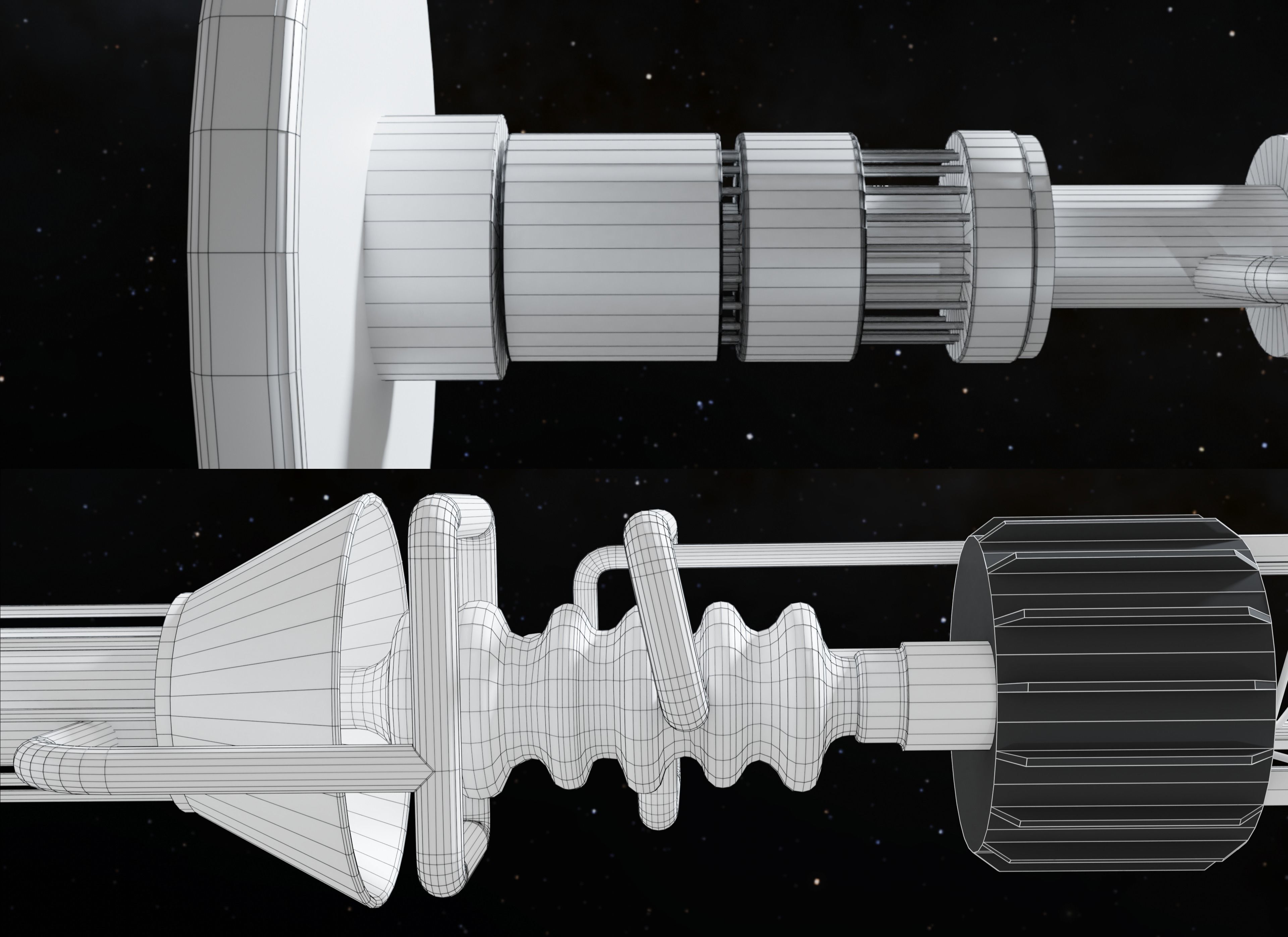 MEGA drive spaceship model Low-poly 3D model_4