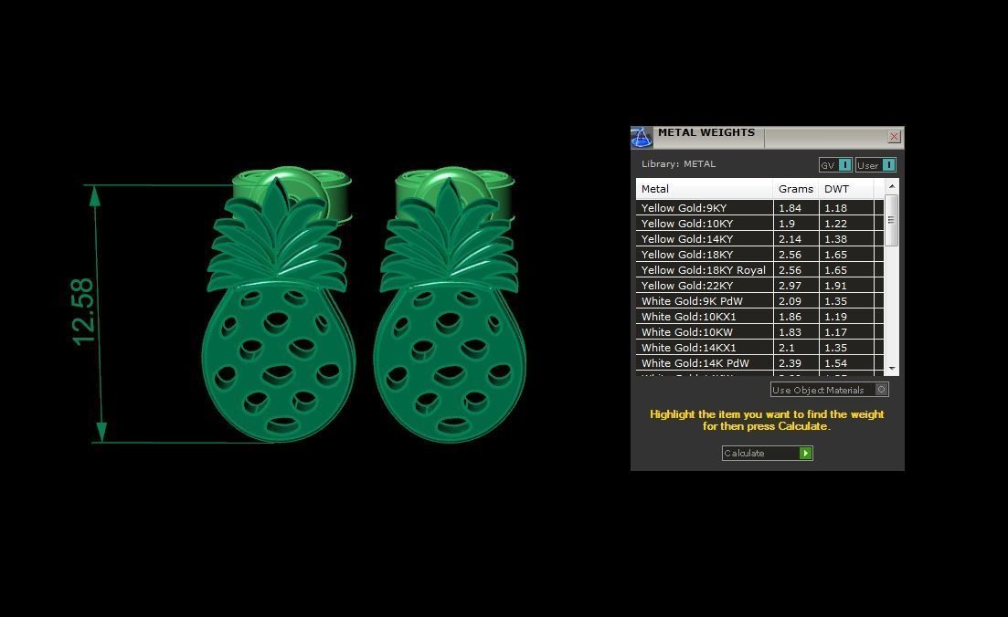 Jewelry Earring Pineapple Shape 3D print model_3