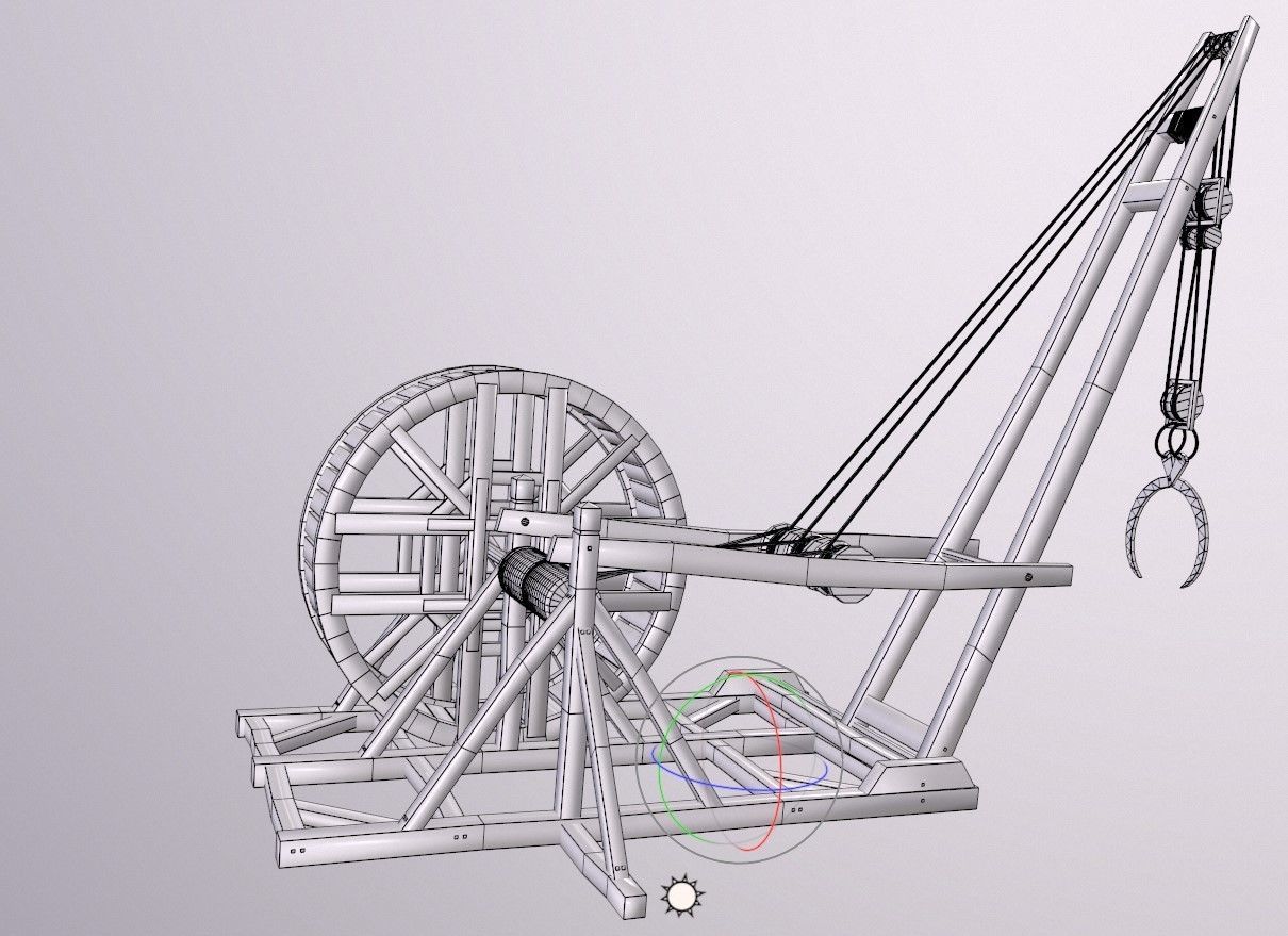 Wood crane 01 Low-poly 3D model_9