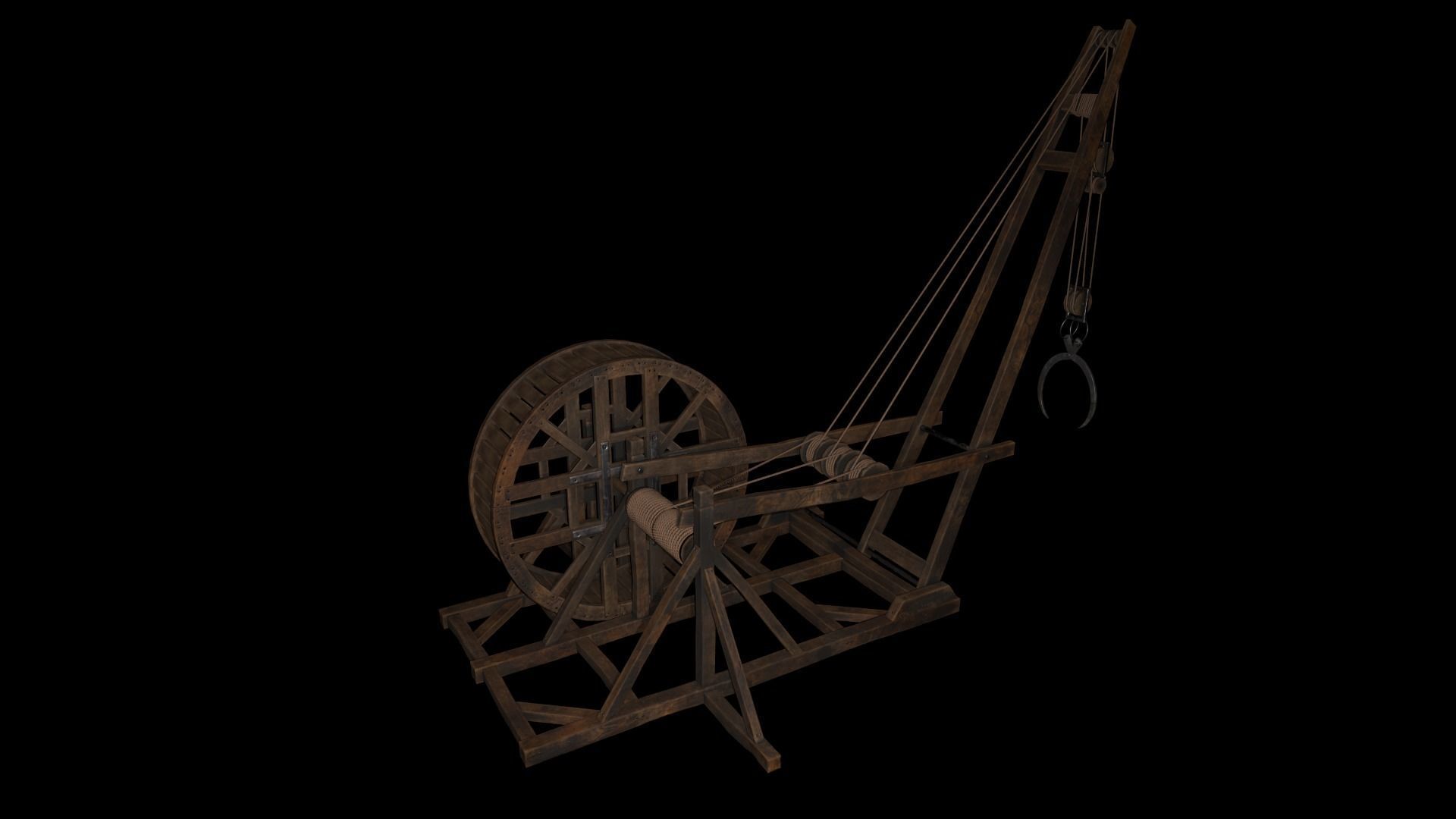 Wood crane 01 Low-poly 3D model_11