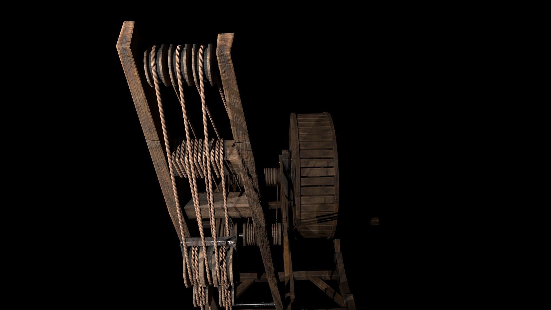 Wood crane 01 Low-poly 3D model_6