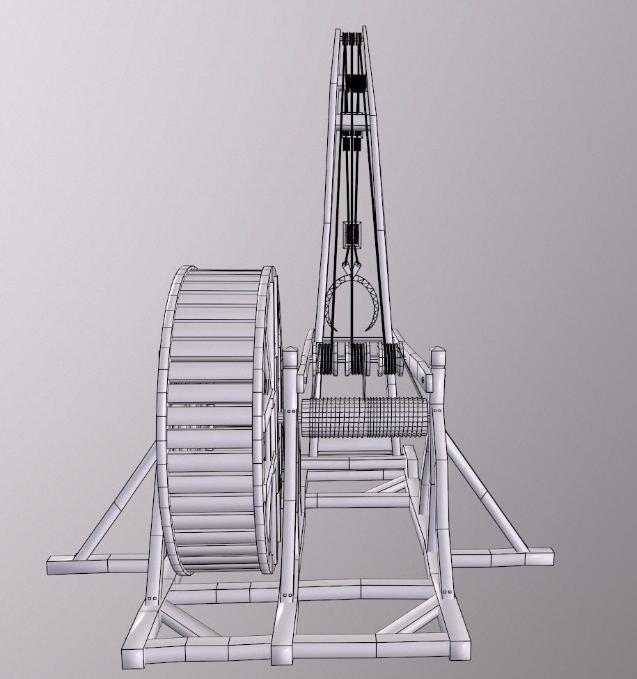 Wood crane 01 Low-poly 3D model_7