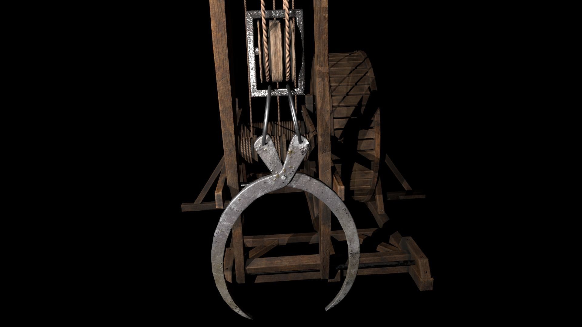 Wood crane 01 Low-poly 3D model_5