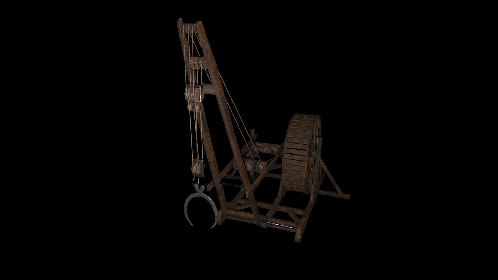 Wood crane 01 Low-poly 3D model_12