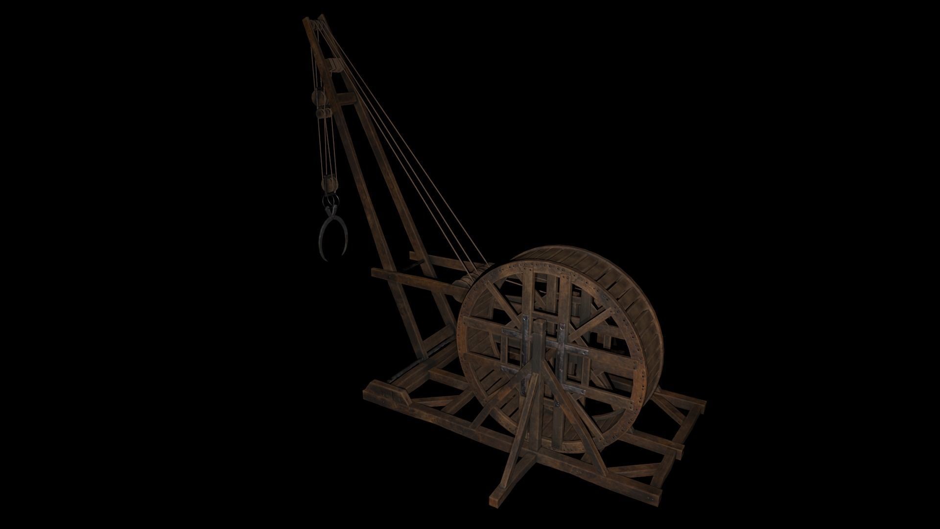 Wood crane 01 Low-poly 3D model_13