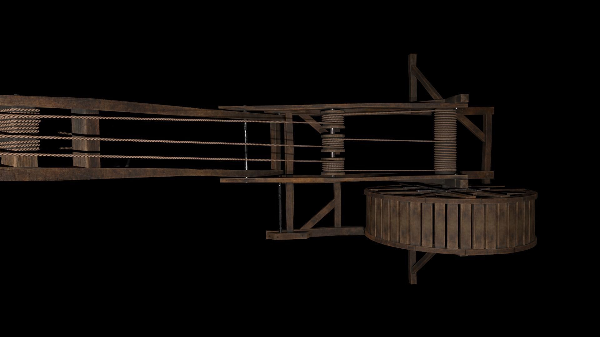 Wood crane 01 Low-poly 3D model_2