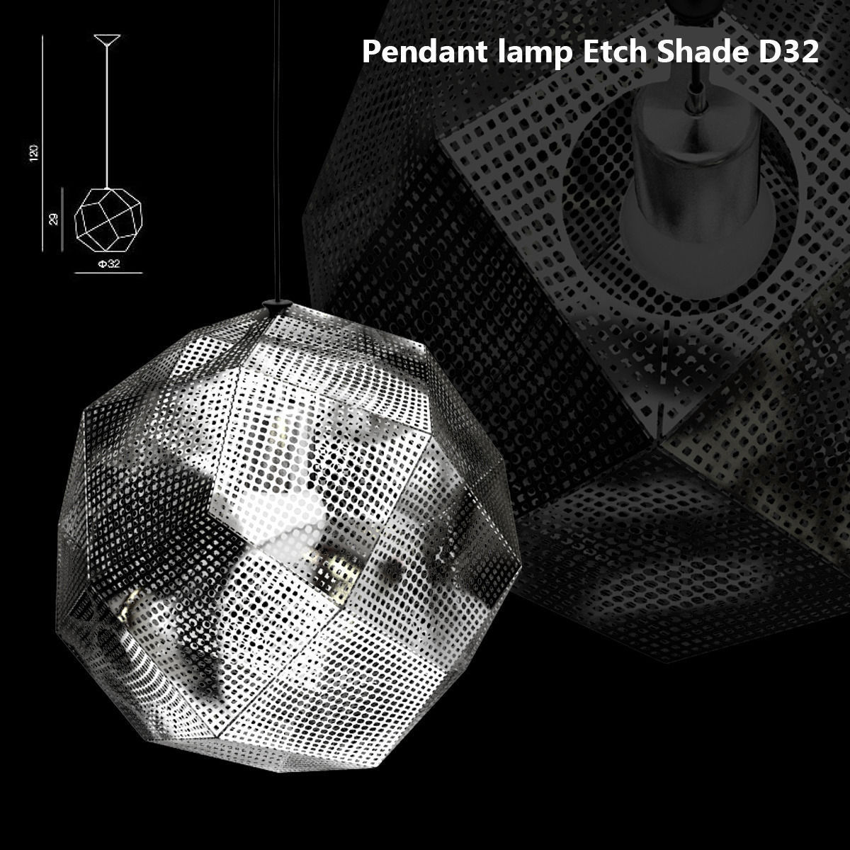 Pendant lamp Etch Shade D32 3D model_1