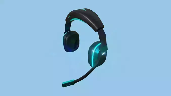 Headset 09 - Black Blue - Character Fashion Design Low-poly 3D model
