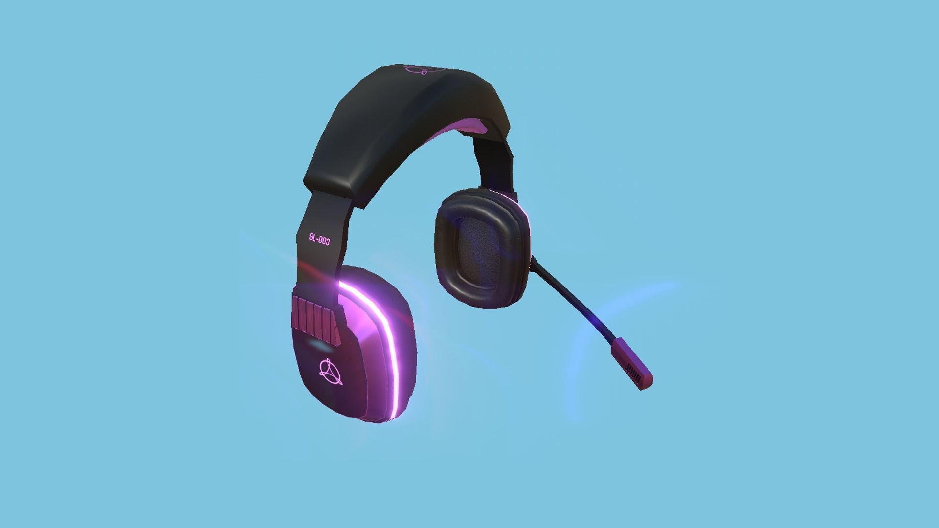 Headset 10 - Black Pink - Character Fashion Design Low-poly 3D model_1