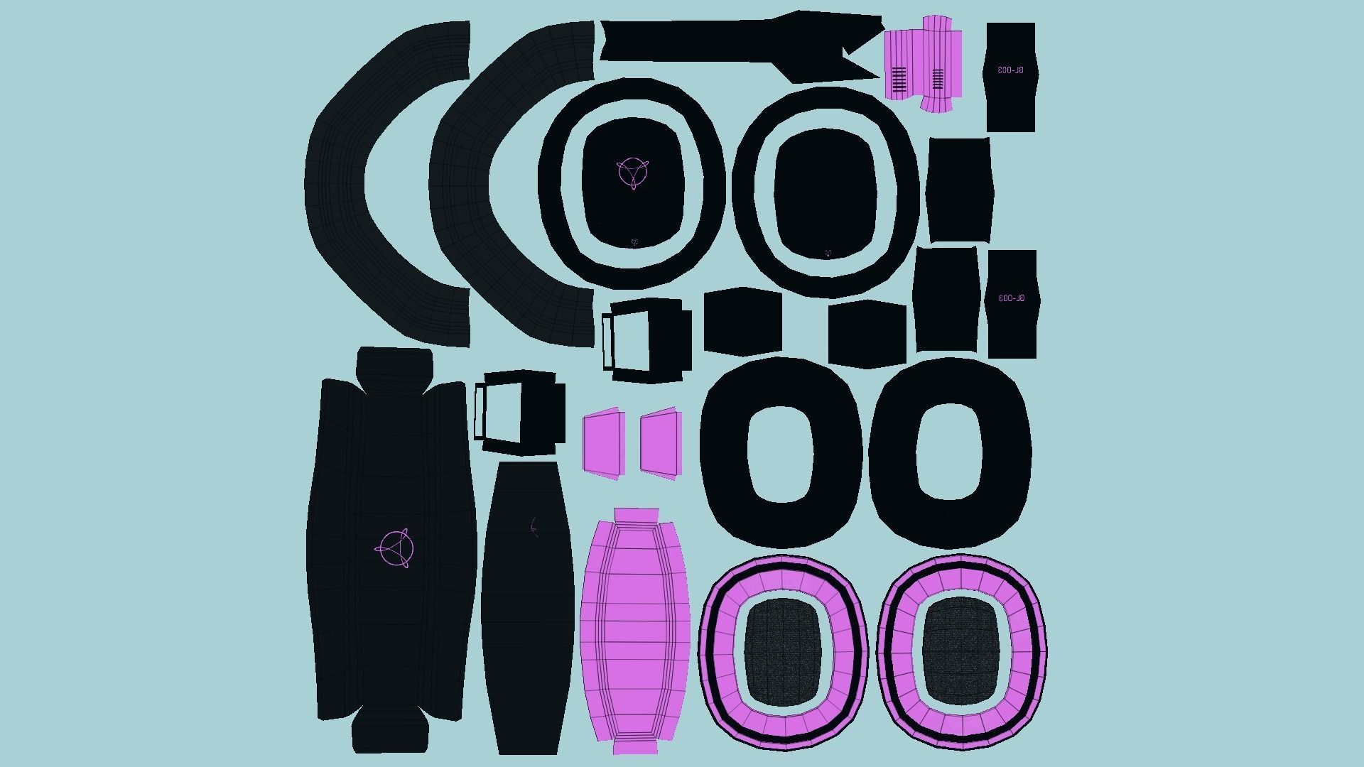 Headset 10 - Black Pink - Character Fashion Design Low-poly 3D model_5