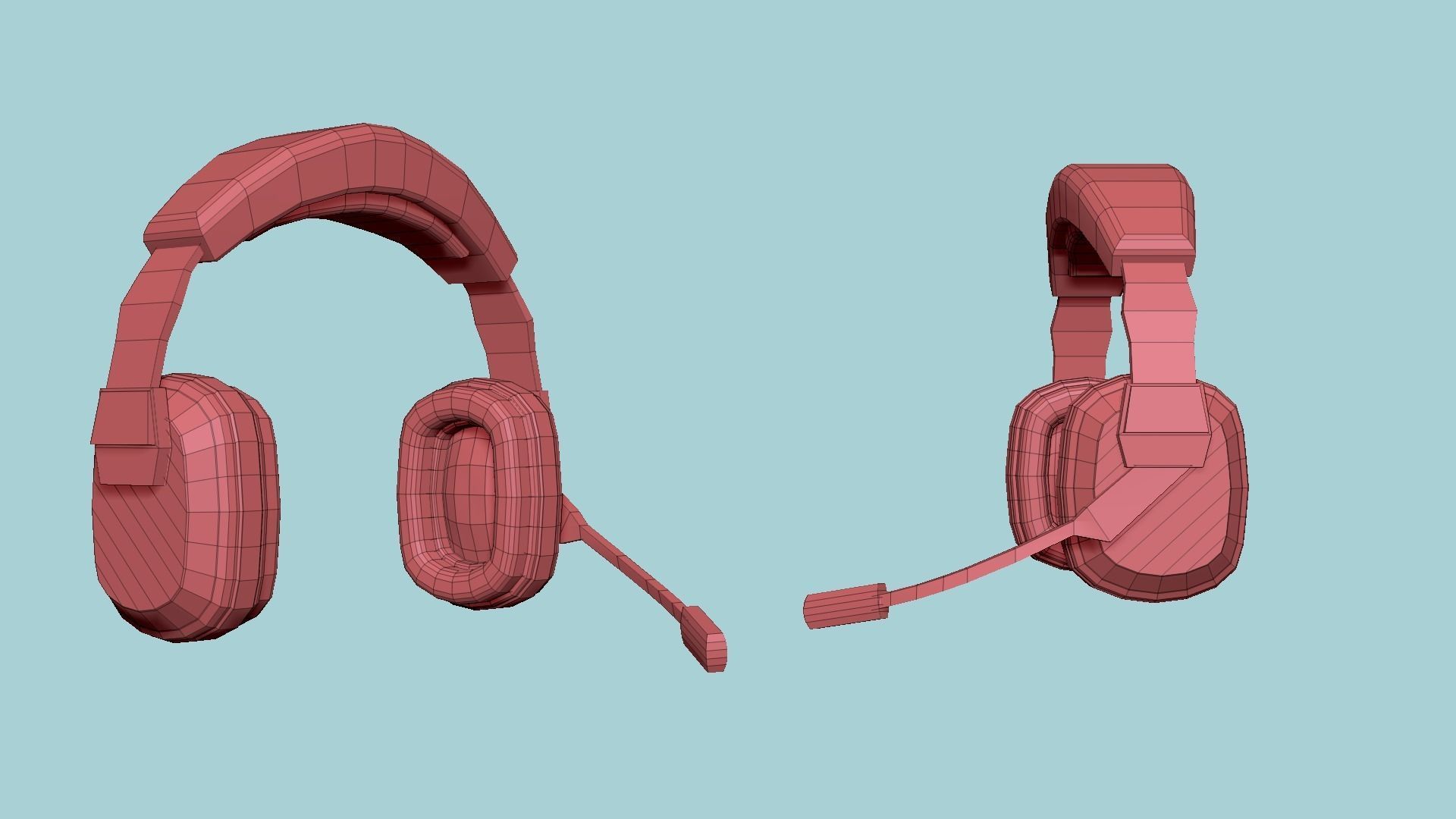 Headset 10 - Black Pink - Character Fashion Design Low-poly 3D model_12