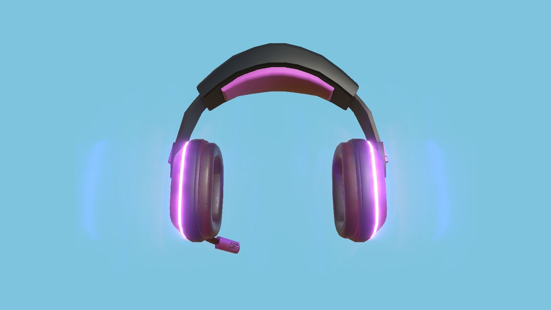 Headset 10 - Black Pink - Character Fashion Design Low-poly 3D model_4