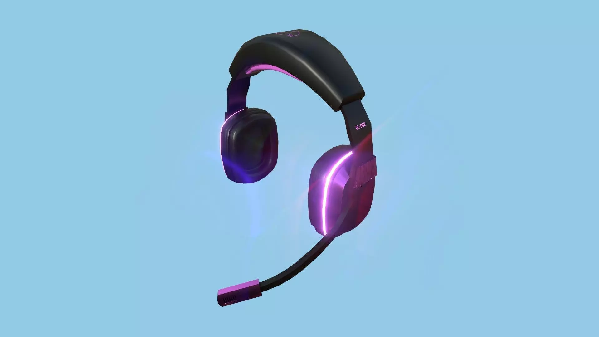 Headset 10 - Black Pink - Character Fashion Design Low-poly 3D model_0