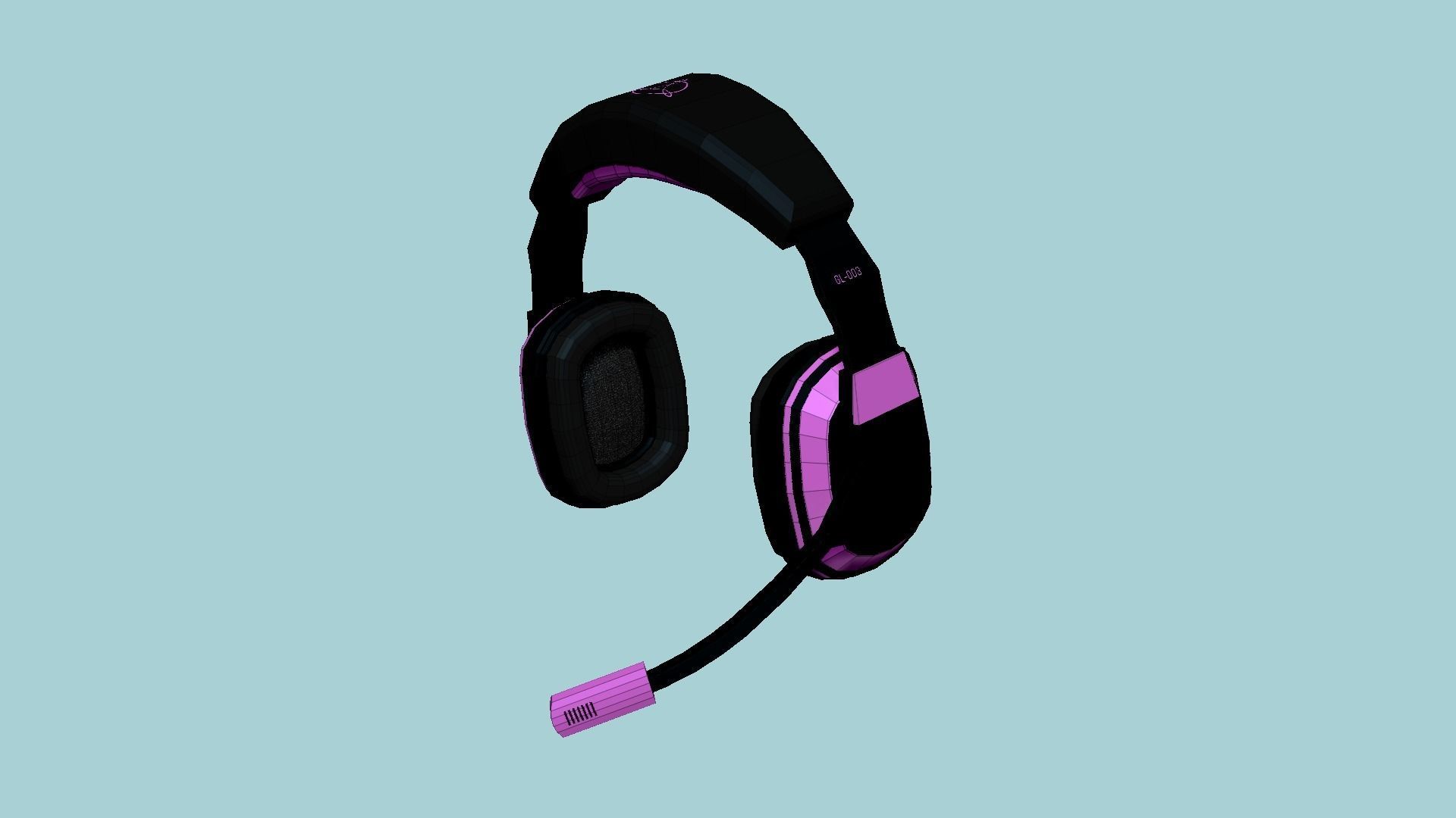 Headset 10 - Black Pink - Character Fashion Design Low-poly 3D model_6