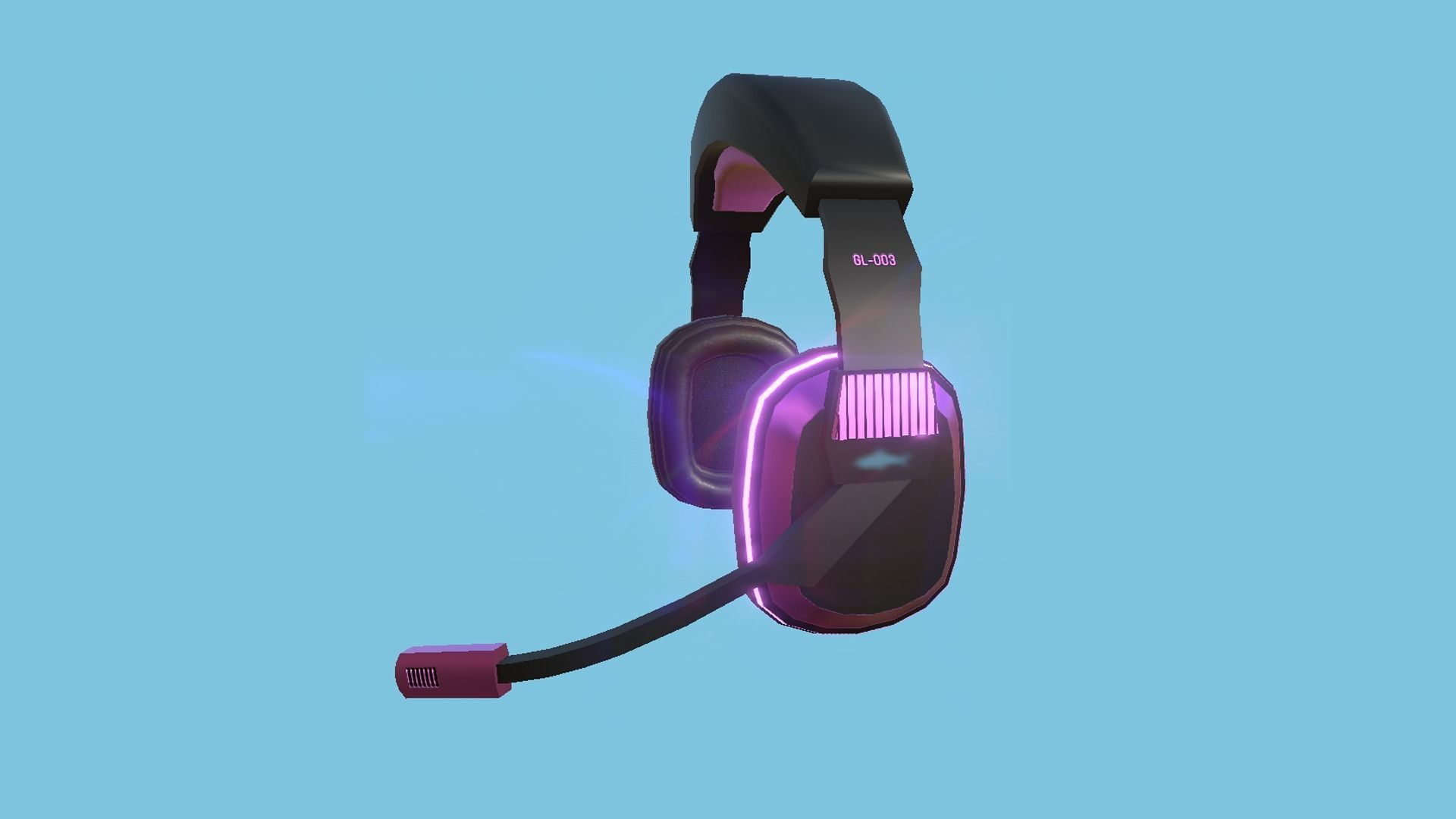 Headset 10 - Black Pink - Character Fashion Design Low-poly 3D model_2