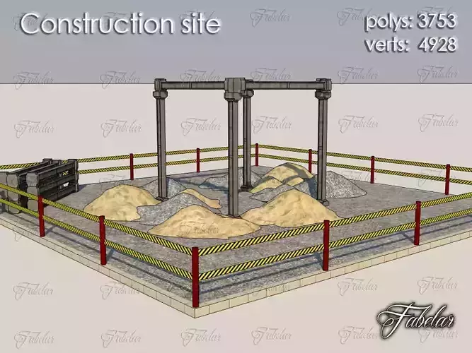 Construction site Low-poly 3D model