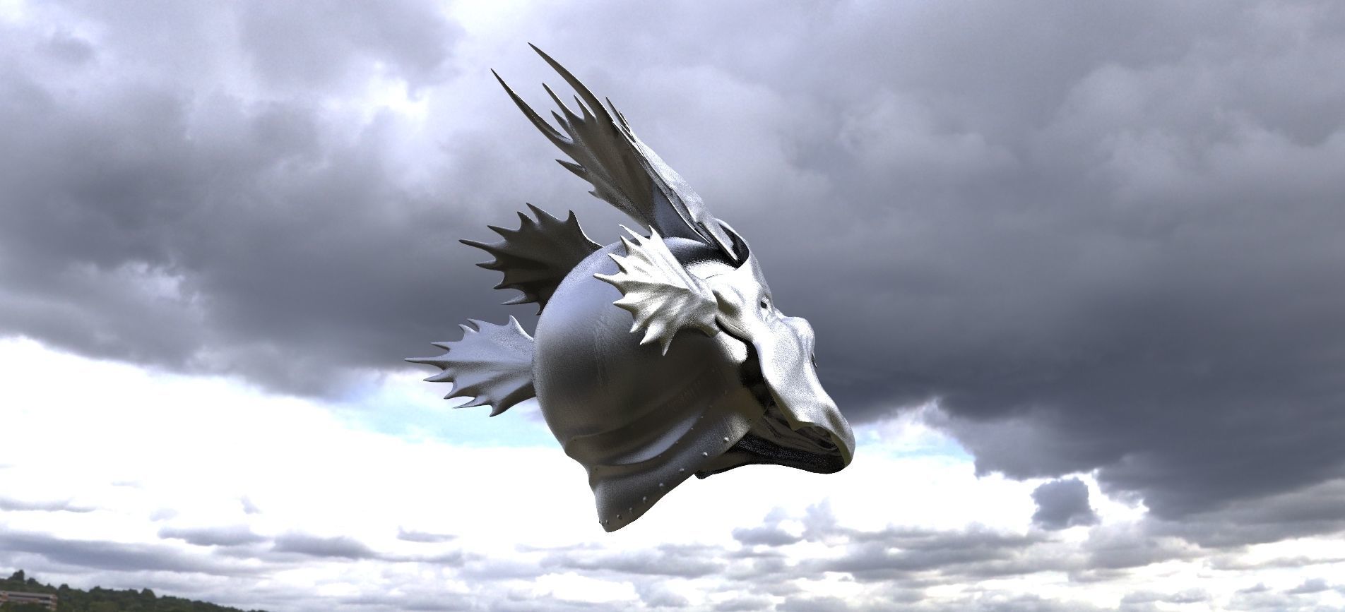 Wolf Helmet mask 3D model_1