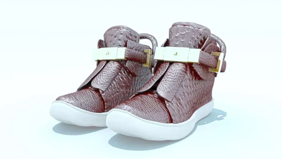 Womens Buscemi brown leather boots  Low-poly 3D model_0