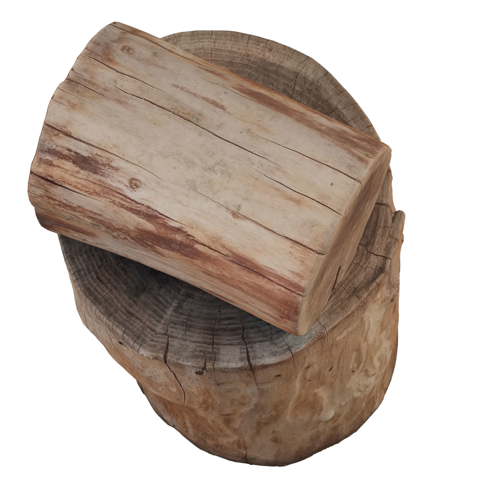 tree trunk 3 Low-poly 3D model_1