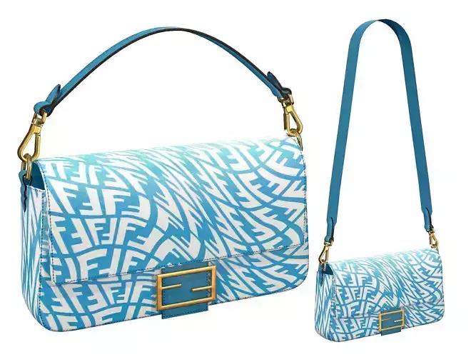 Fendi Baguette Bag Blue Print